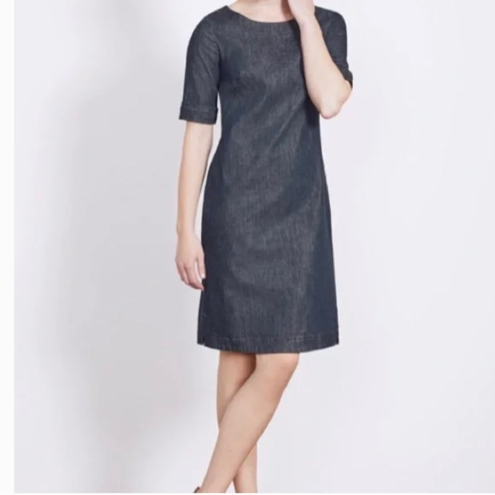 Boden Denim Scoop Neck Shirt Blue Jean Dress Size 8L